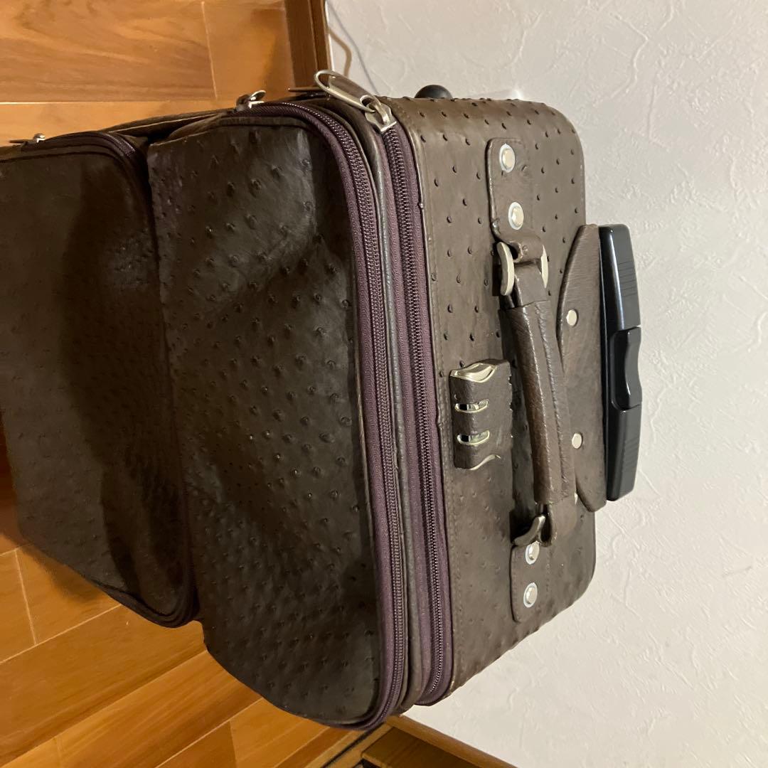 ダークブラウン オーストリッチ本革　キャリーケース