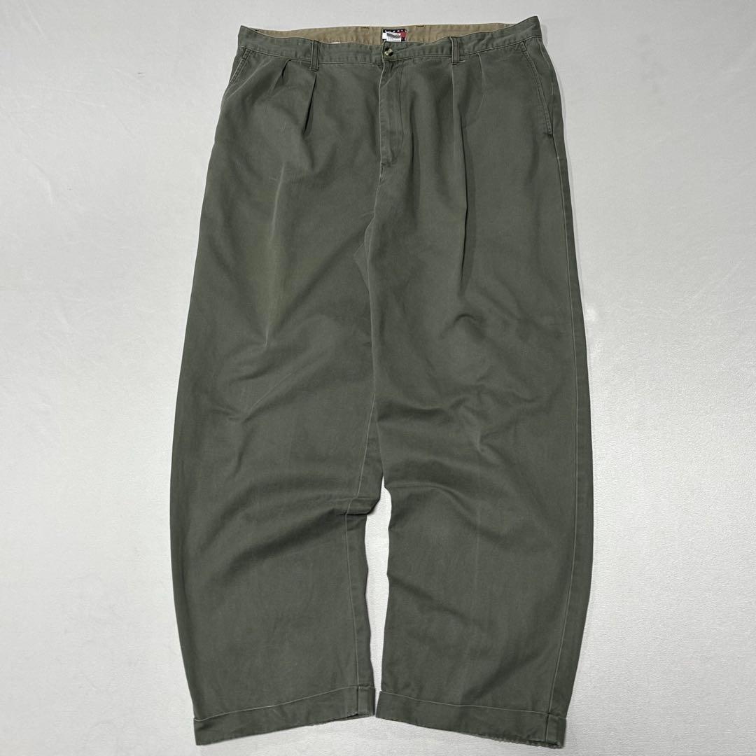 90s  W42 2タック ワイド バギー スラックス フェード 極太