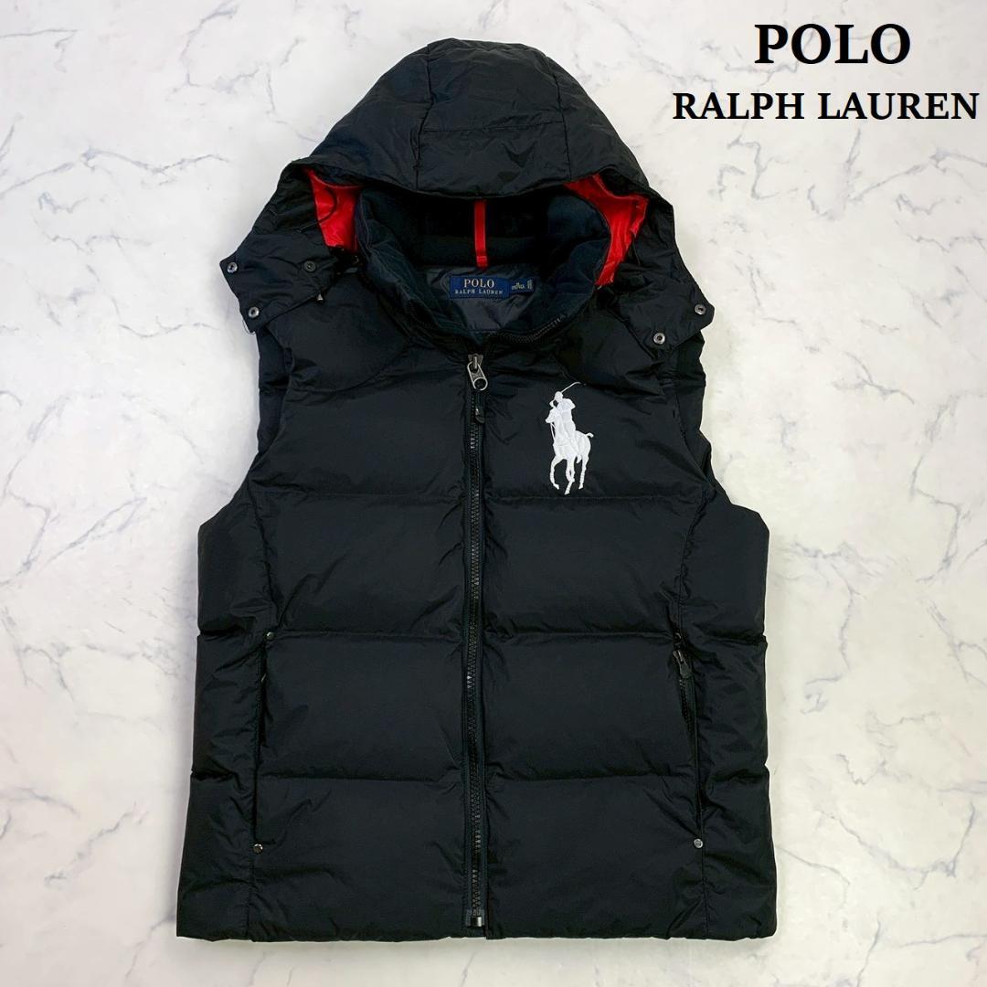 美品★ポロラルフローレン ダウンベスト ビッグポニー刺繍 ブラック M　D910
