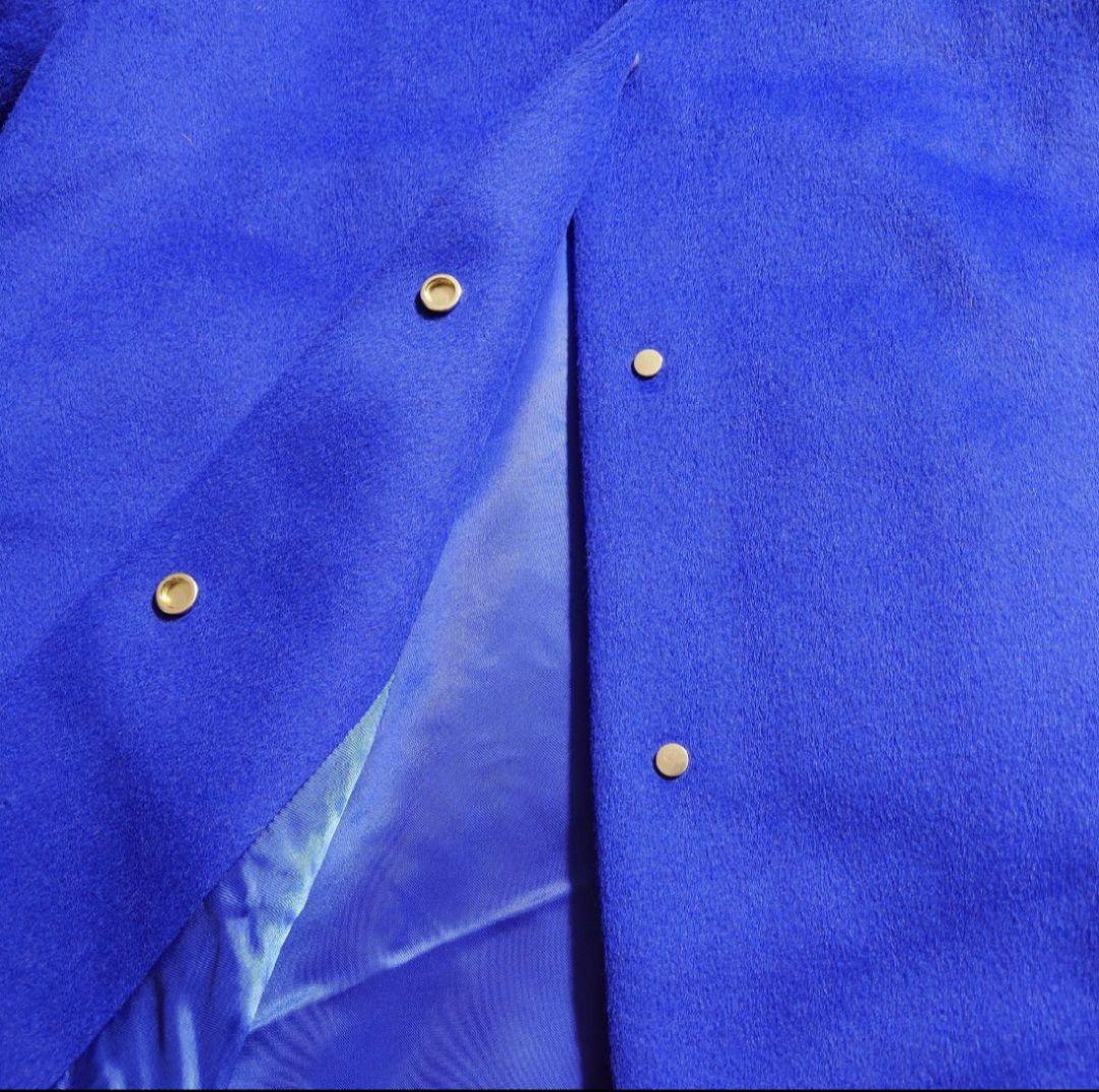 【美品】ユナイテッドアローズ ロイヤルブルー ノーカラーコート ウール
