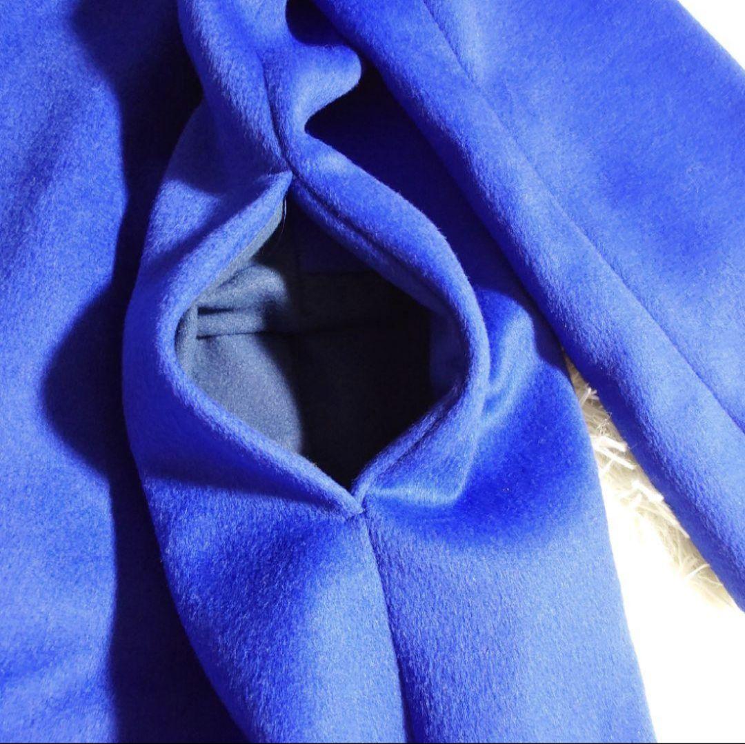 【美品】ユナイテッドアローズ ロイヤルブルー ノーカラーコート ウール