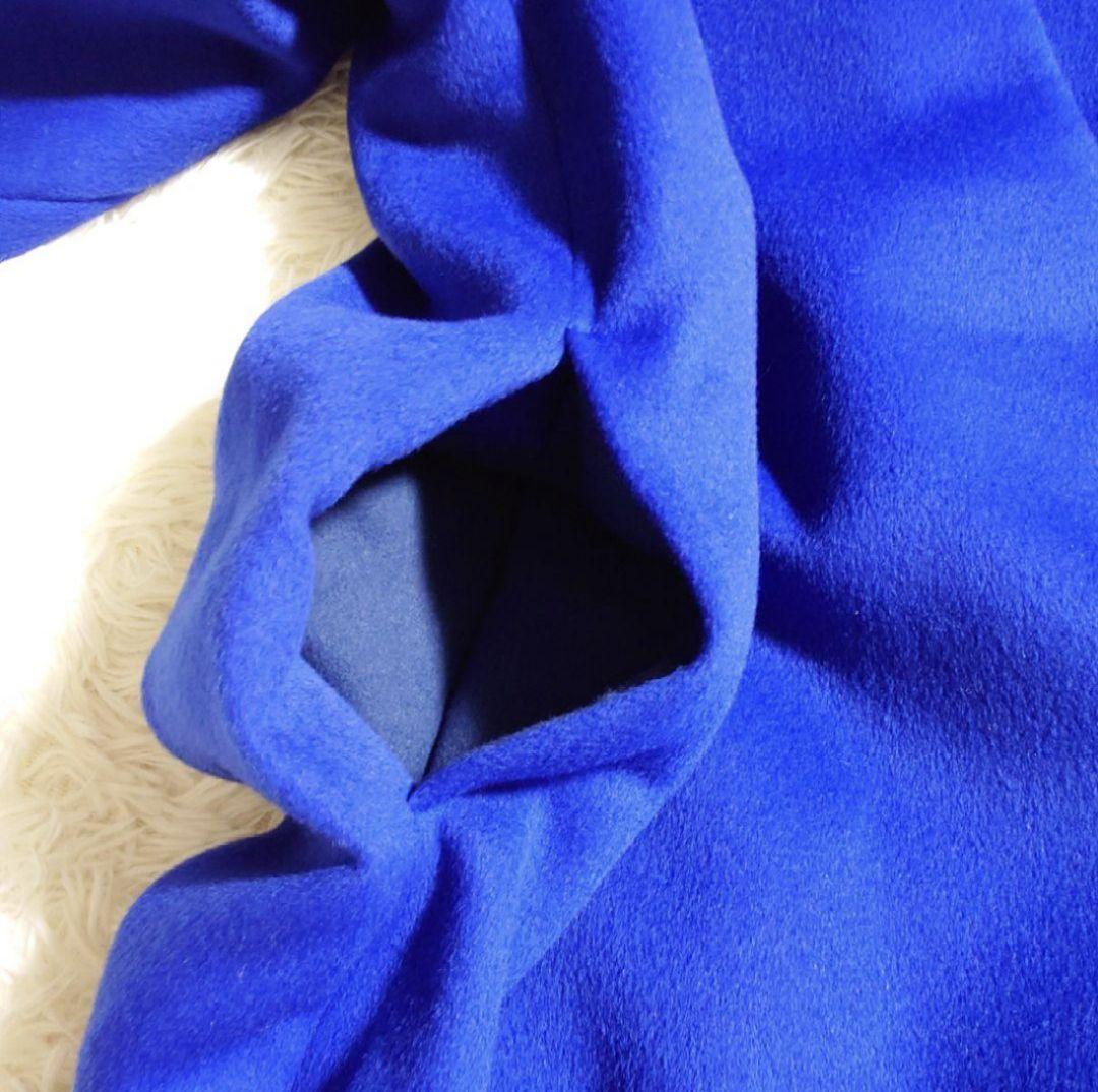 【美品】ユナイテッドアローズ ロイヤルブルー ノーカラーコート ウール