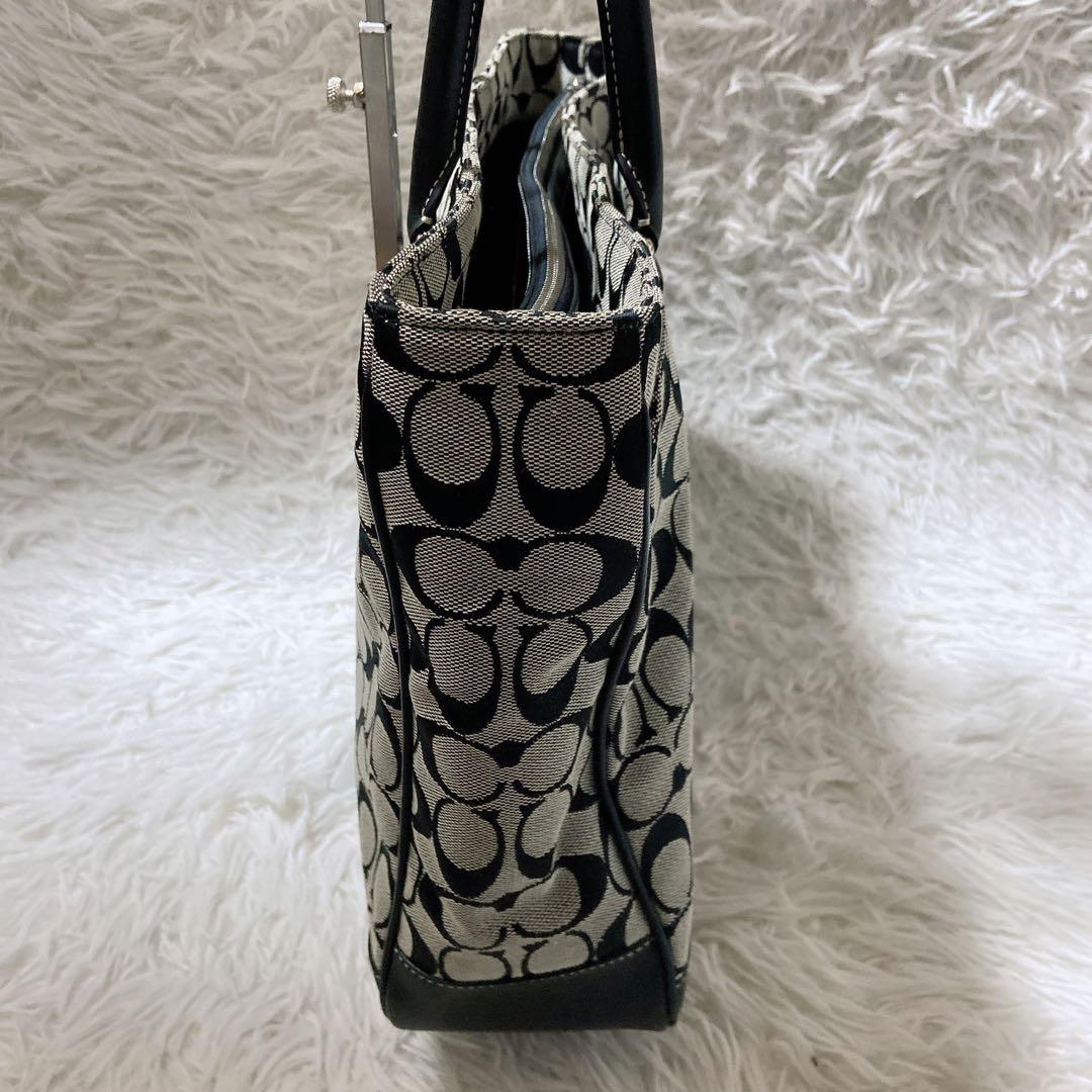 美品⭐️コーチ トートバッグ　シグネチャー　レザー　キャンバス　肩掛け　A4サイズ