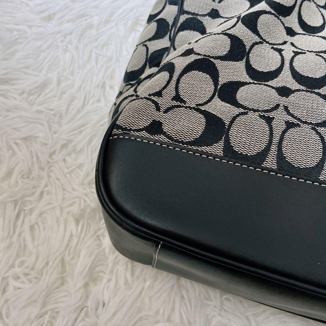 美品⭐️コーチ トートバッグ　シグネチャー　レザー　キャンバス　肩掛け　A4サイズ