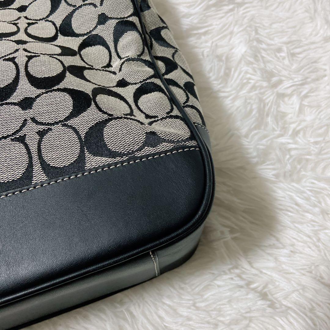 美品⭐️コーチ トートバッグ　シグネチャー　レザー　キャンバス　肩掛け　A4サイズ