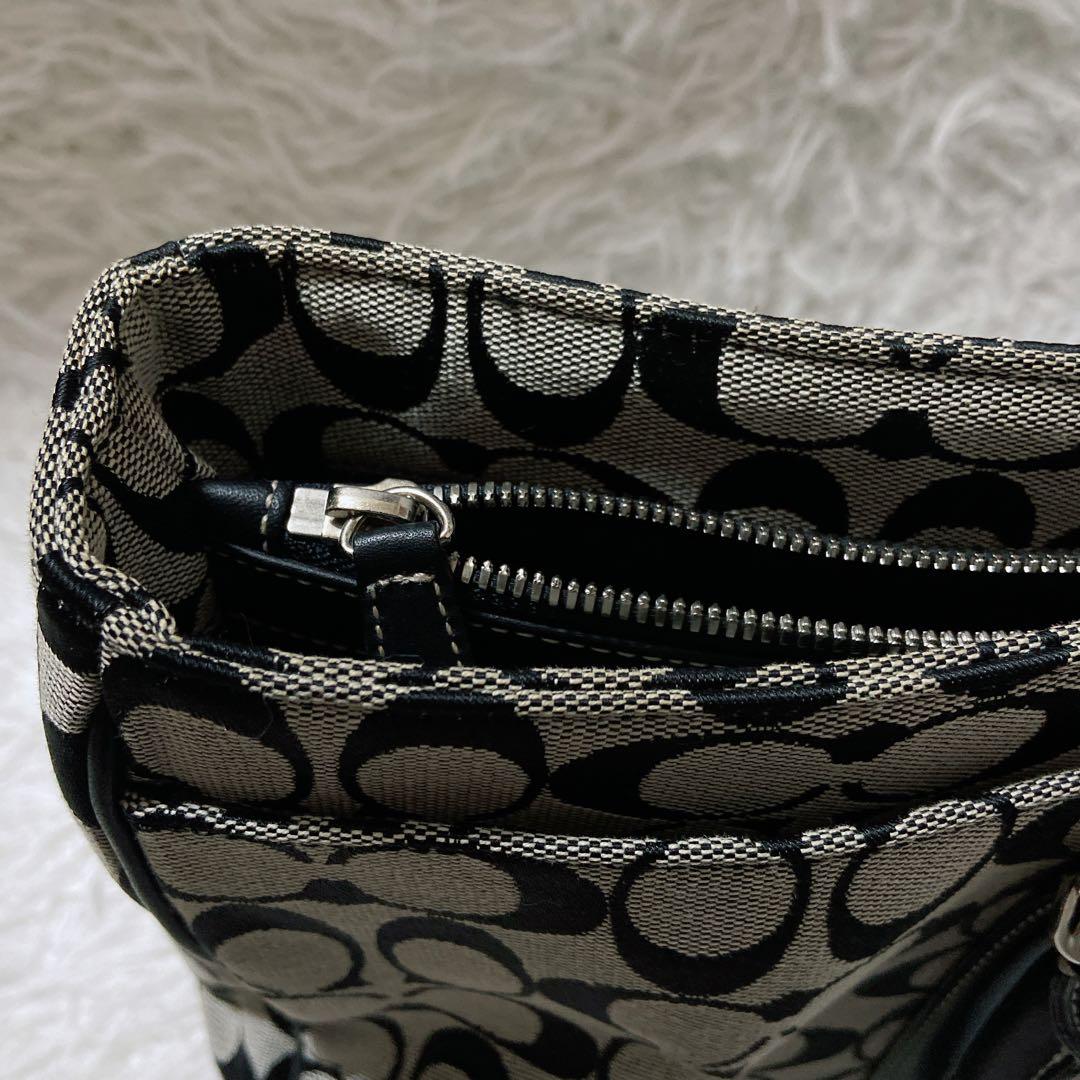 美品⭐️コーチ トートバッグ　シグネチャー　レザー　キャンバス　肩掛け　A4サイズ