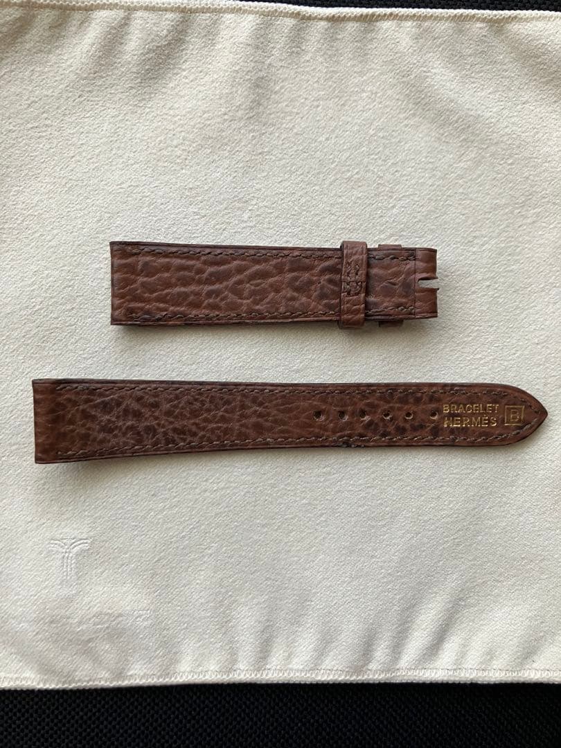 エルメス HERMES 腕時計用純正レザーベルト　幅17㎜　ブラウン　尾錠社外品