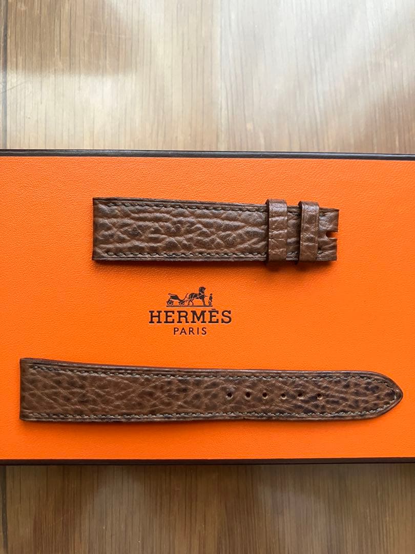 エルメス HERMES 腕時計用純正レザーベルト　幅17㎜　ブラウン　尾錠社外品