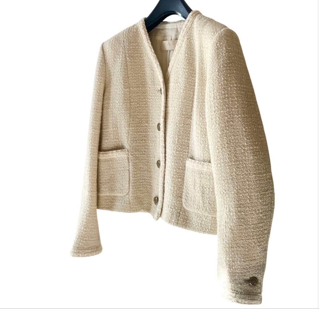 美品✨Plage ツイードジャケット 36 ウール ノーカラー 24AW