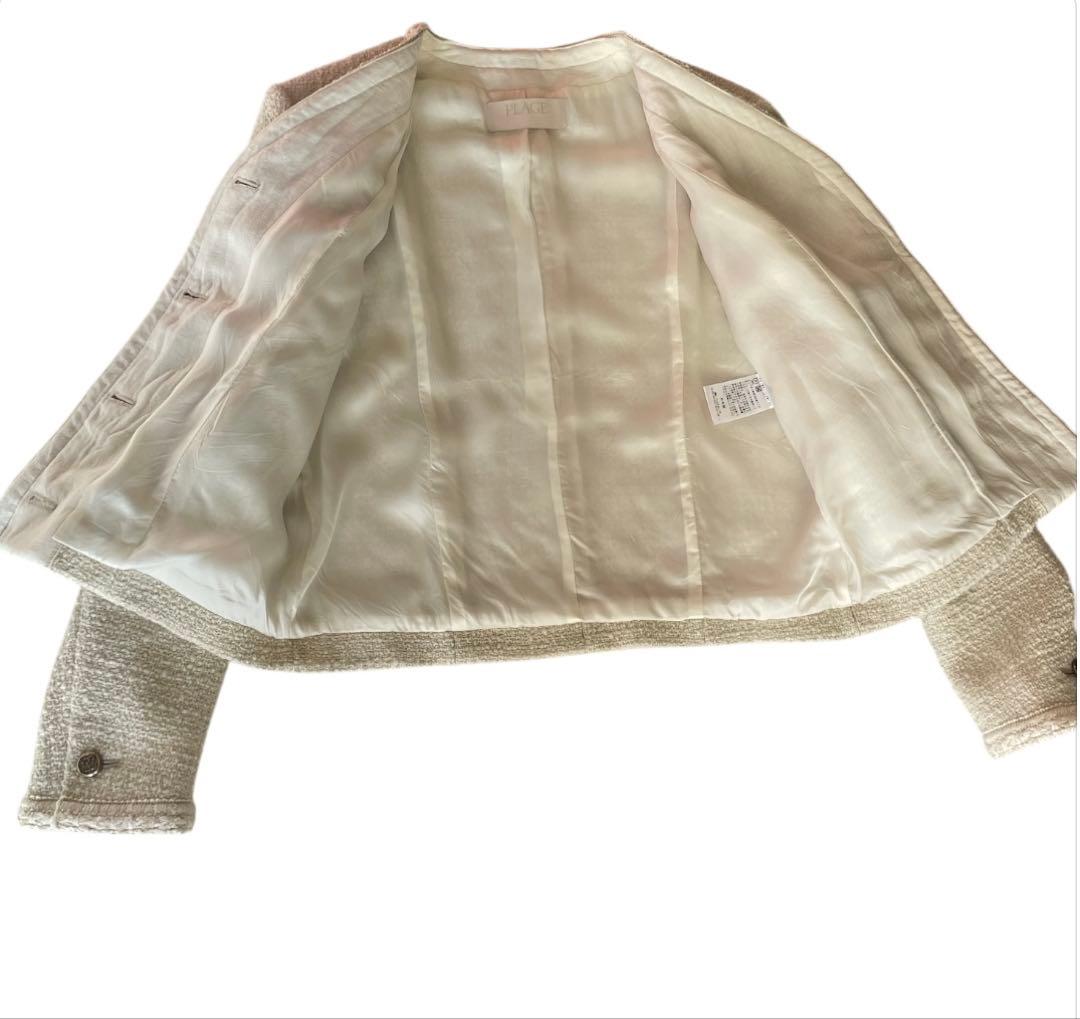 美品✨Plage ツイードジャケット 36 ウール ノーカラー 24AW
