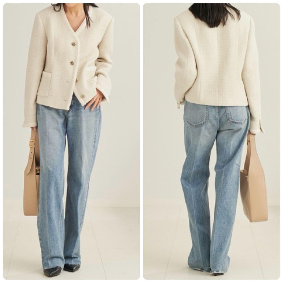 美品✨Plage ツイードジャケット 36 ウール ノーカラー 24AW