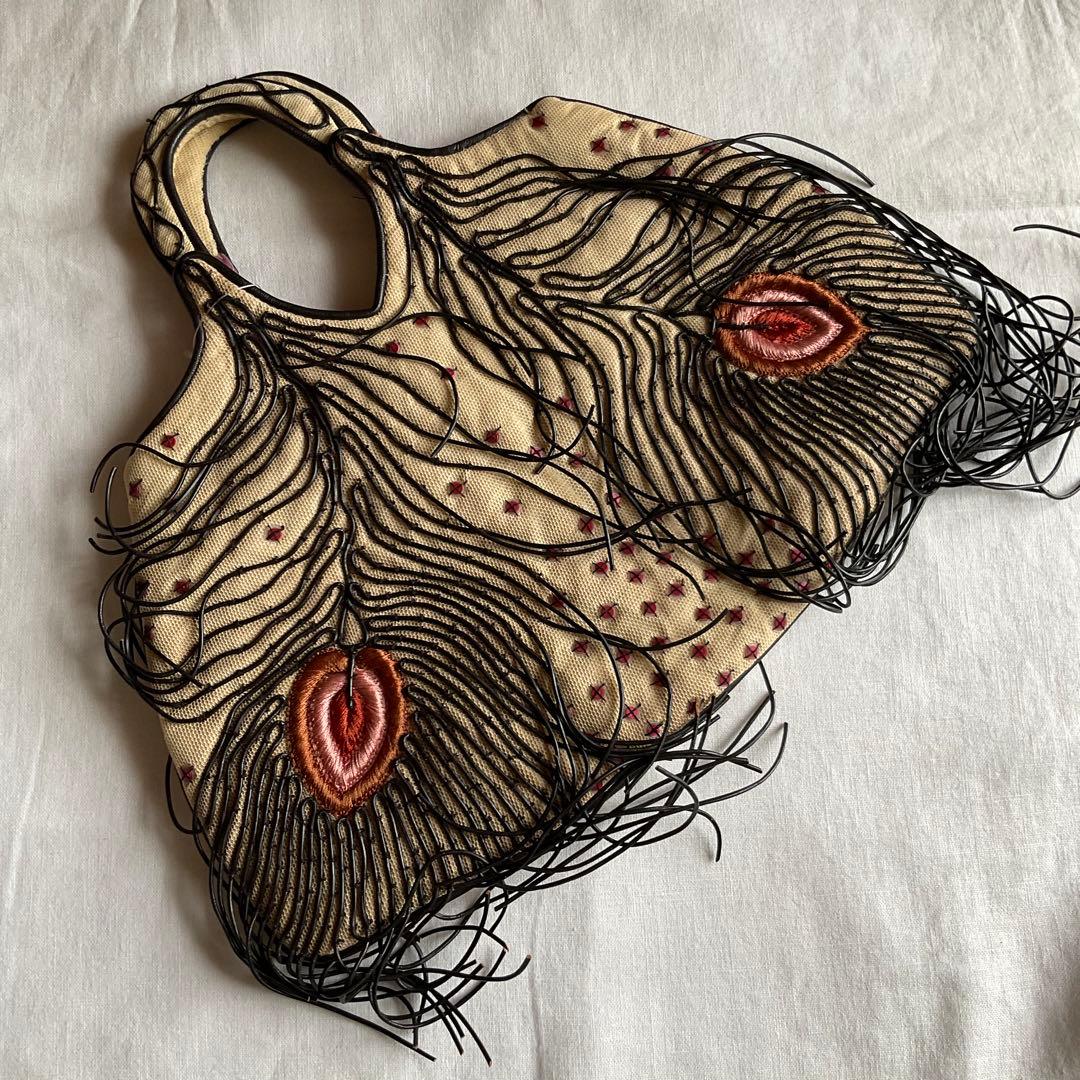 JAMIN PUESH孔雀の羽柄　刺繍バッグ【匿名配送】