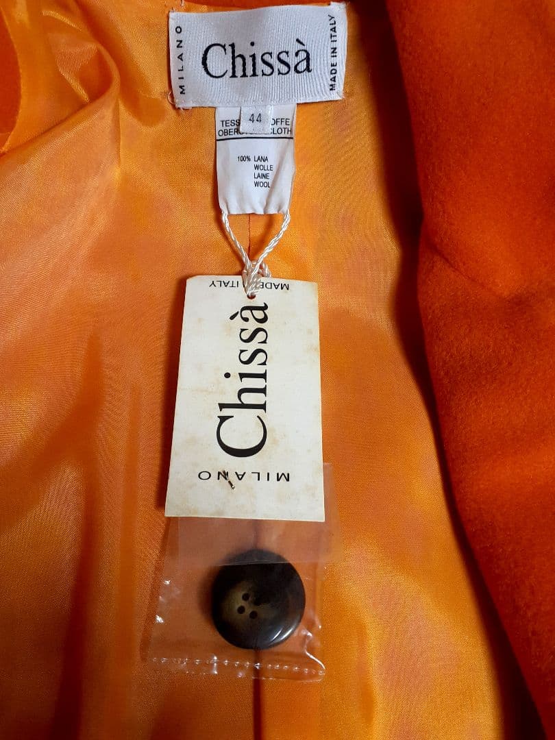 イタリア製オレンジ ロングコート 3ボタン
