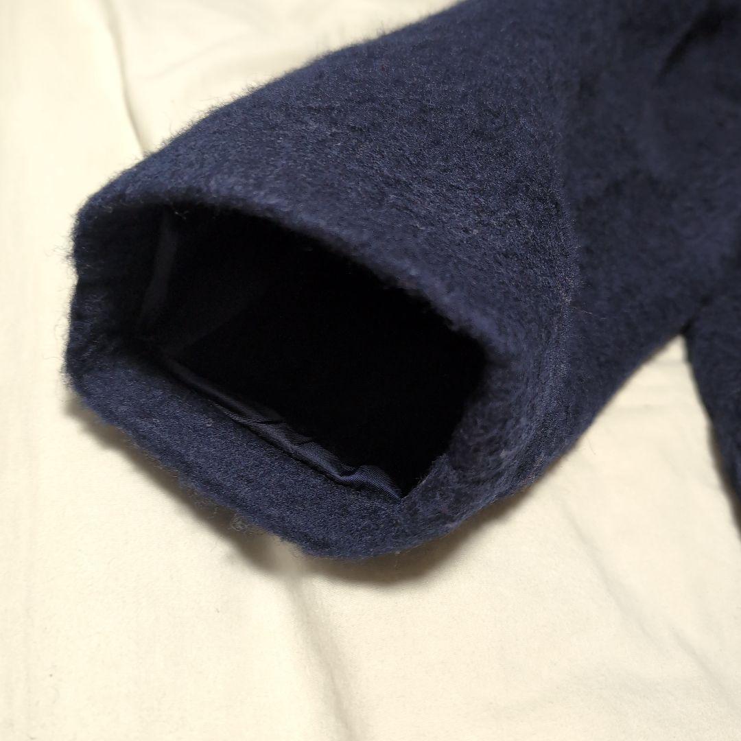 SHIPS any シャギー ノーカラー コクーン コート ネイビー 24AW