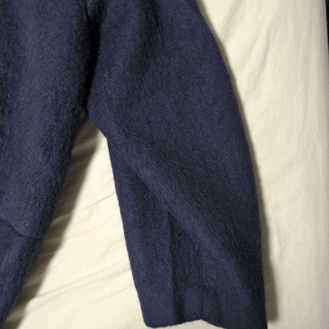 SHIPS any シャギー ノーカラー コクーン コート ネイビー 24AW