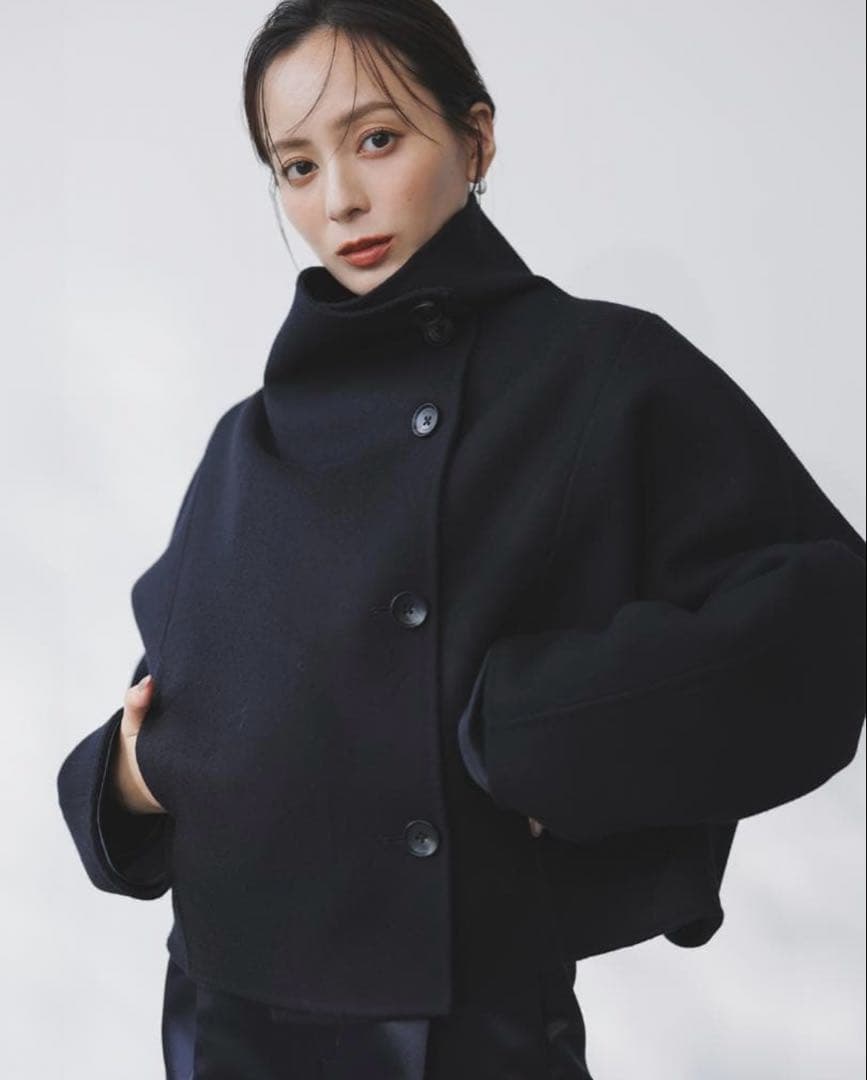 ショートコート アニュアンス anuans スタンドネックリバーショートコート