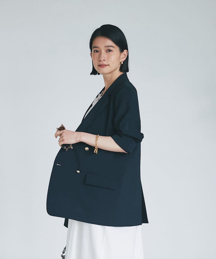 ストレッチツイルテーラードジャケット ネイビー RIVEDROITE リヴドロワ