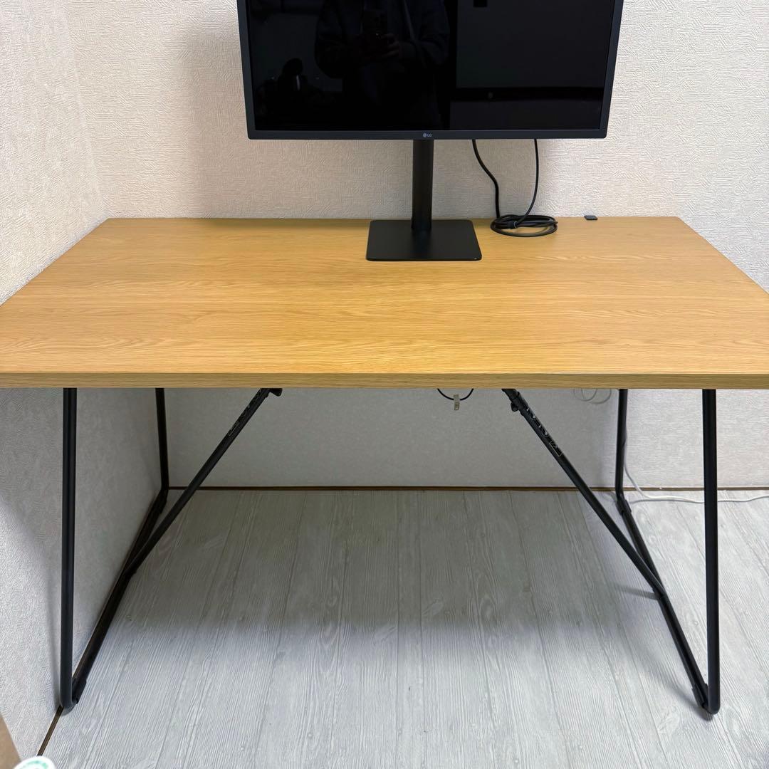 美品 無印良品 折りたたみテーブル・幅１２０ｃｍ・オーク材