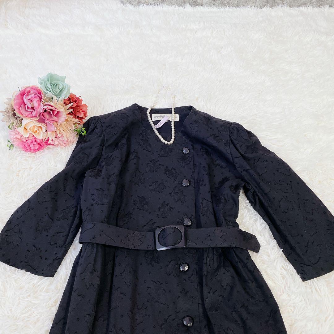 美品　ジバンシー　大きいサイズ　エンブロイダリー　ベルト付ワンピース　黒