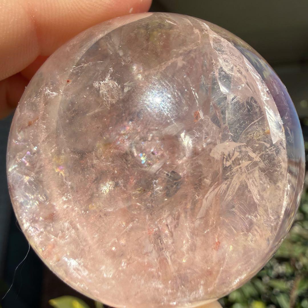 高品質　濃いピンク　ピンクアゼツライト　スフィア　台座付き　ピンククォーツ①