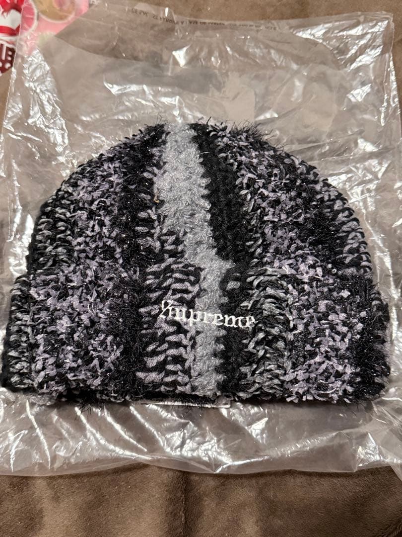 【新品】Supreme Tinsel Stripe Beanie ブラック