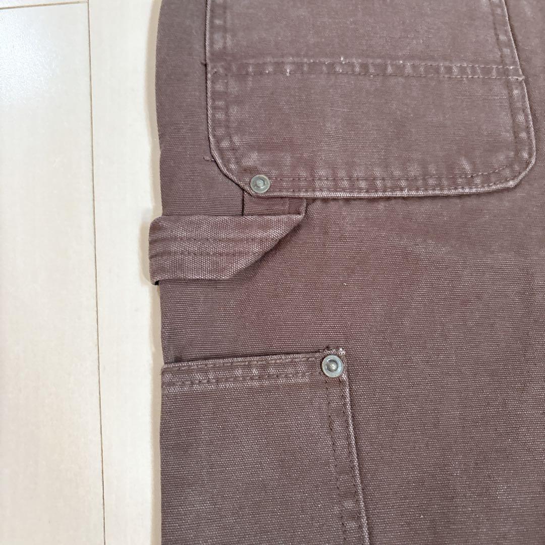 カーハート ダブルニー ワークパンツ w34 ブラウン ロゴ古着