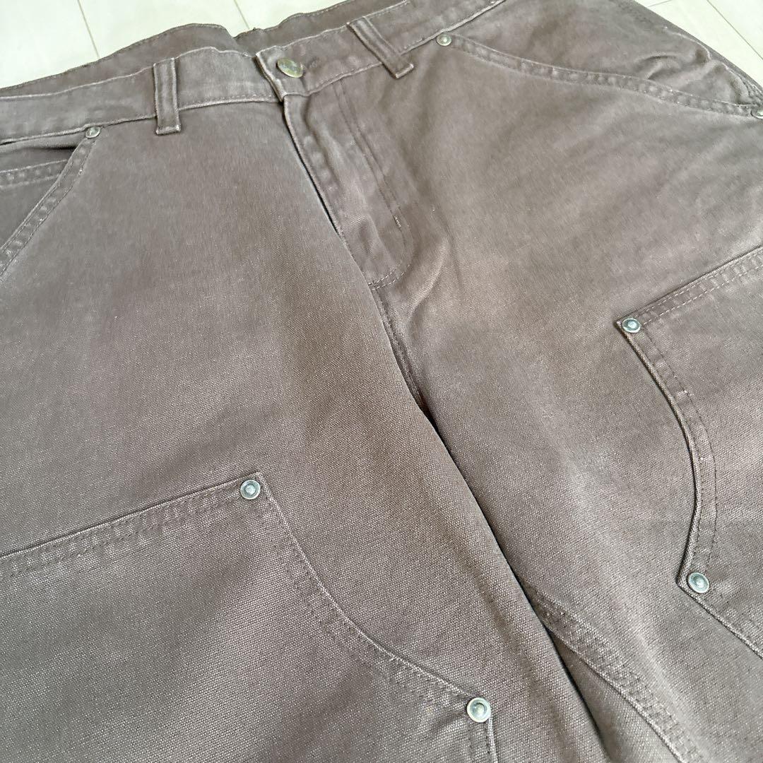 カーハート ダブルニー ワークパンツ w34 ブラウン ロゴ古着