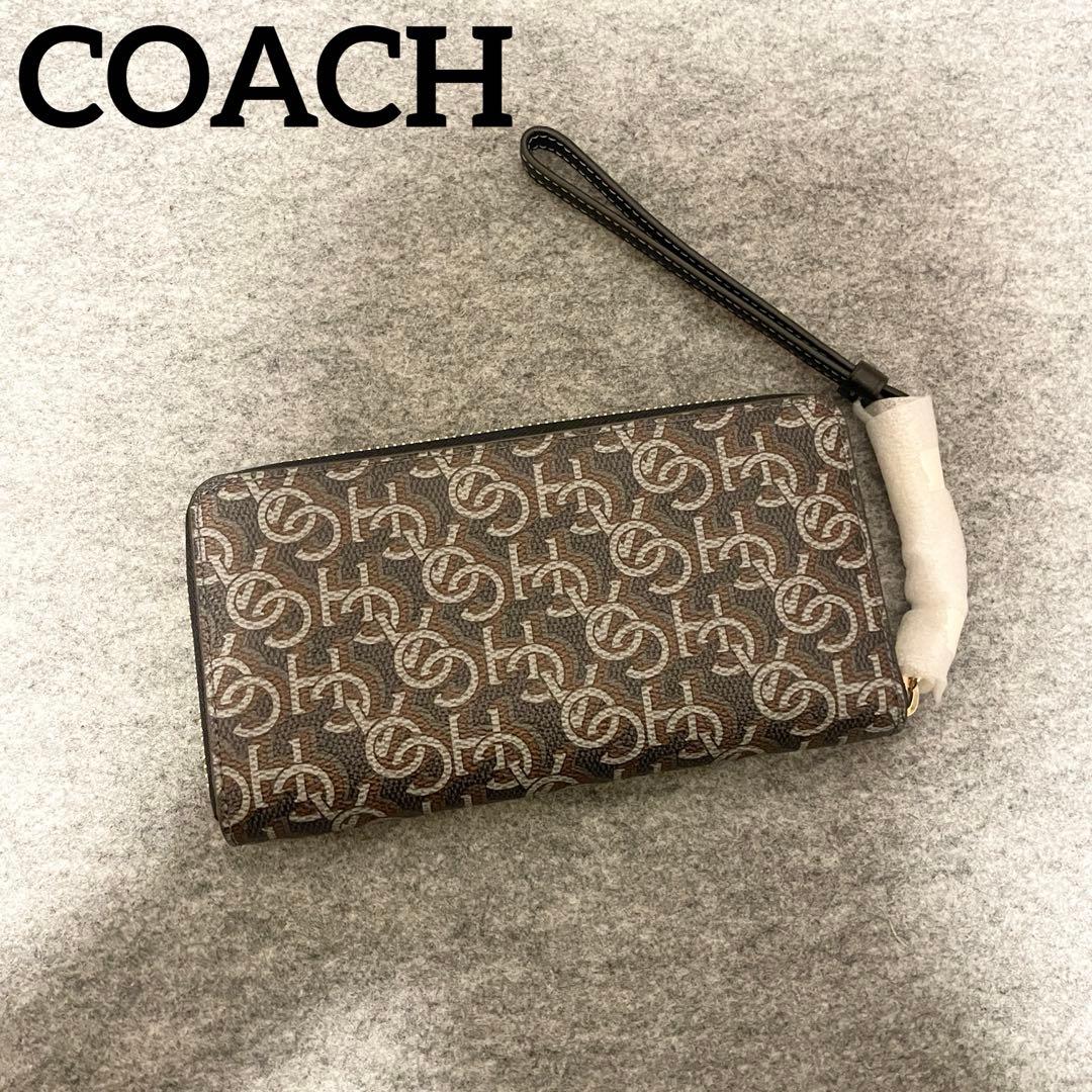 【未使用】　COACH 長財布　モノグラムプリント　着脱ストラップ　ブラック