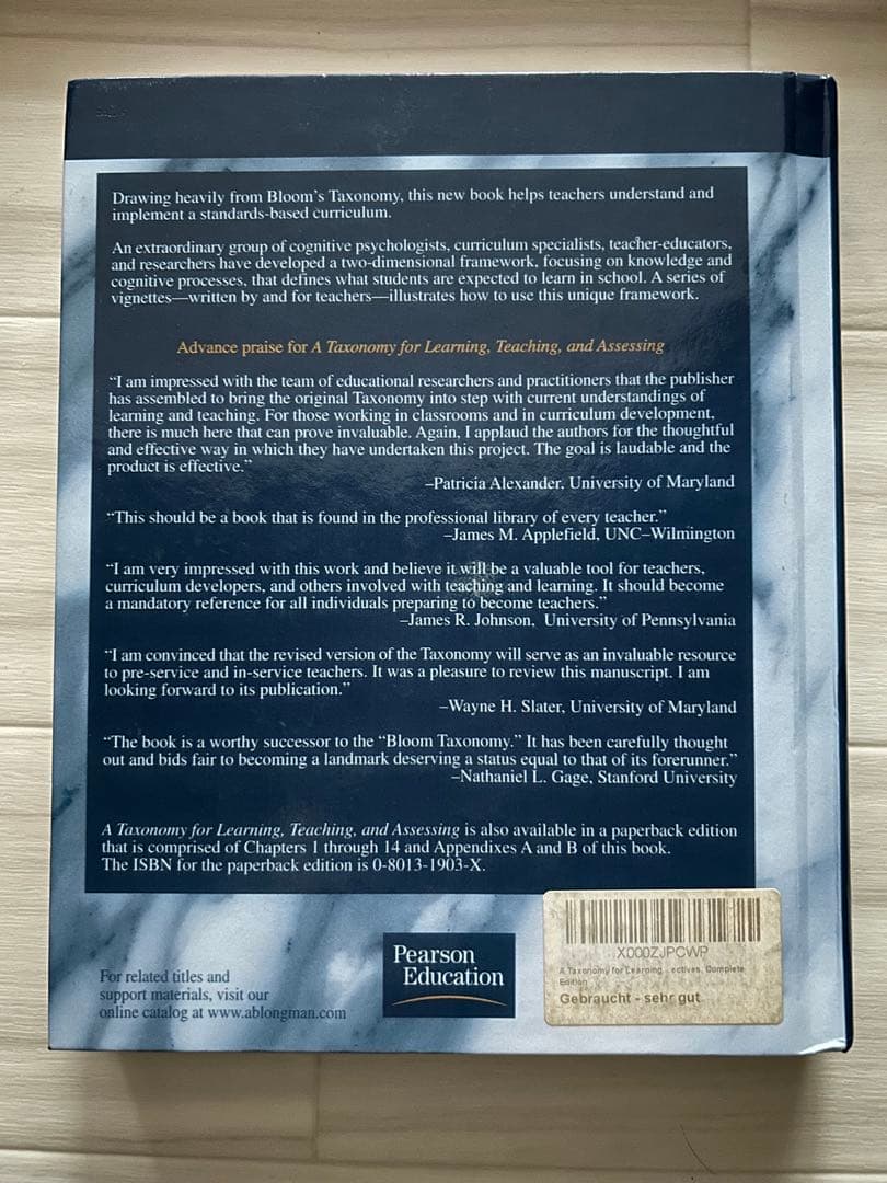 洋書 A Taxonomy for Learning, Teaching, and A