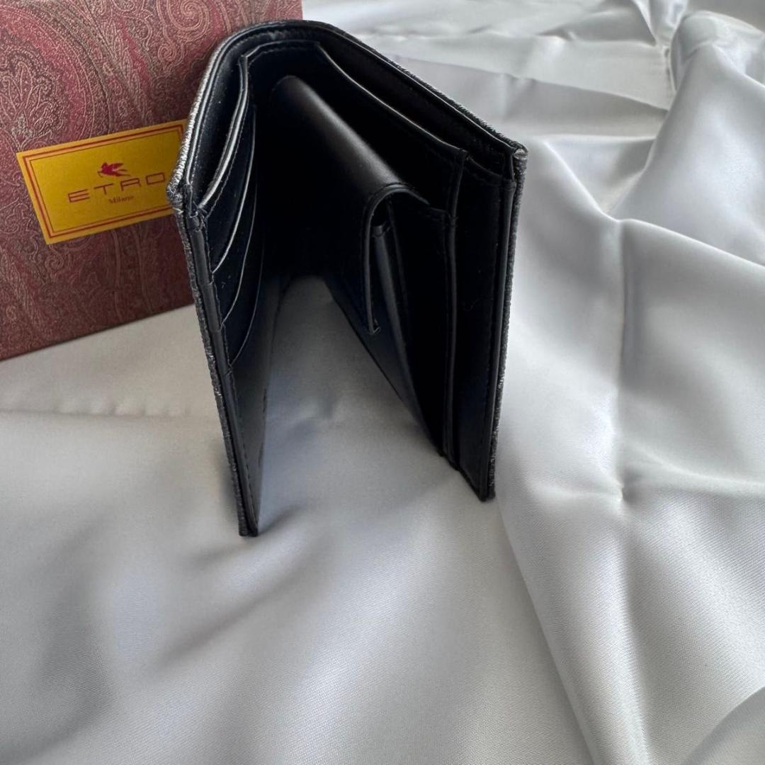 【新品未使用】ETRO エトロ 二つ折り財布 ペイズリー柄 ブラック メンズ