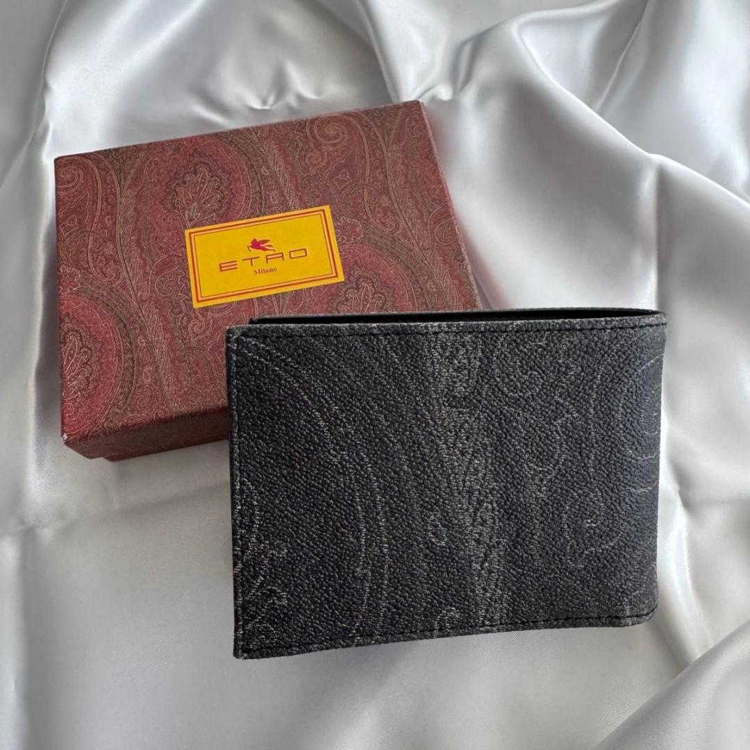 【新品未使用】ETRO エトロ 二つ折り財布 ペイズリー柄 ブラック メンズ