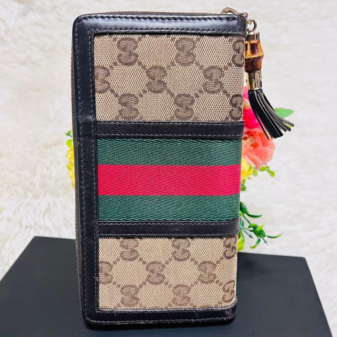 GUCCI✨グッチ✨財布✨ラウンドファスナー✨GGシェリーライン✨バンブー✨希少