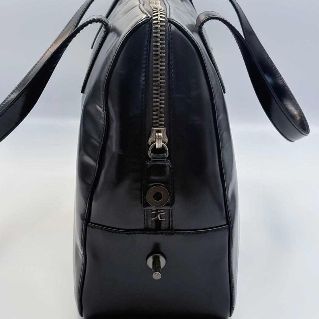 PRADAエナメルレザートートバッグ ブラック本革ビジネス美品