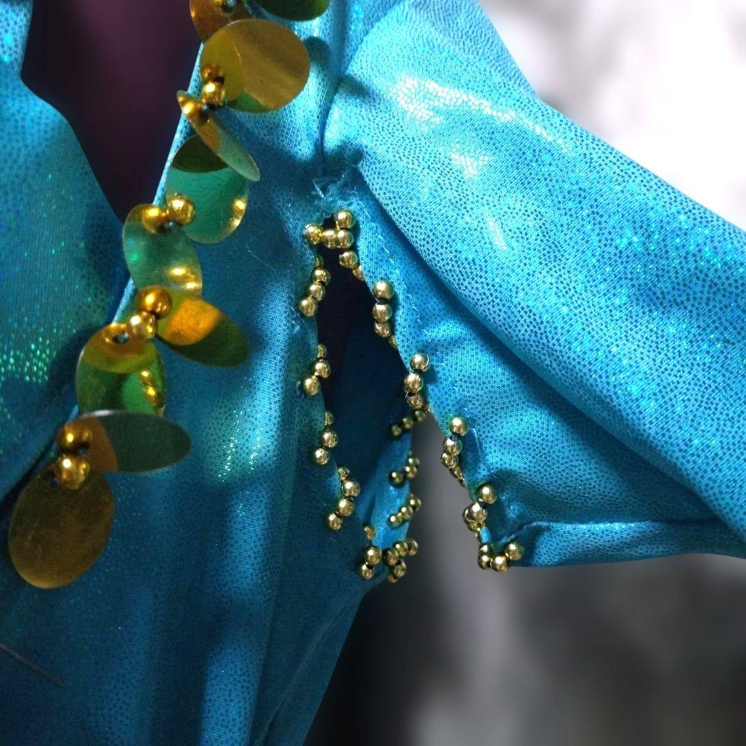 サハルオカーシャ ベリーダンス衣装 ブルー バラディドレス サイーディドレス