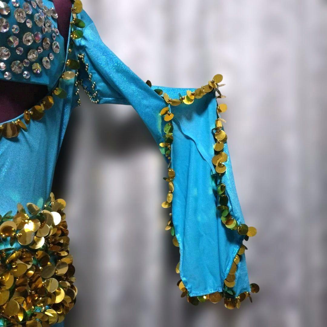 サハルオカーシャ ベリーダンス衣装 ブルー バラディドレス サイーディドレス