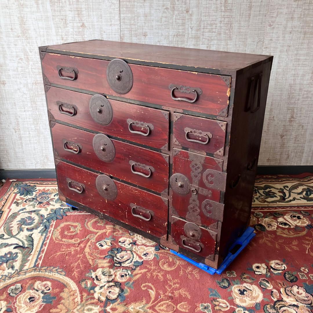 昭和レトロ 古家具 仙台箪笥 4段9杯 引き出し箪笥 和箪笥 アンティーク