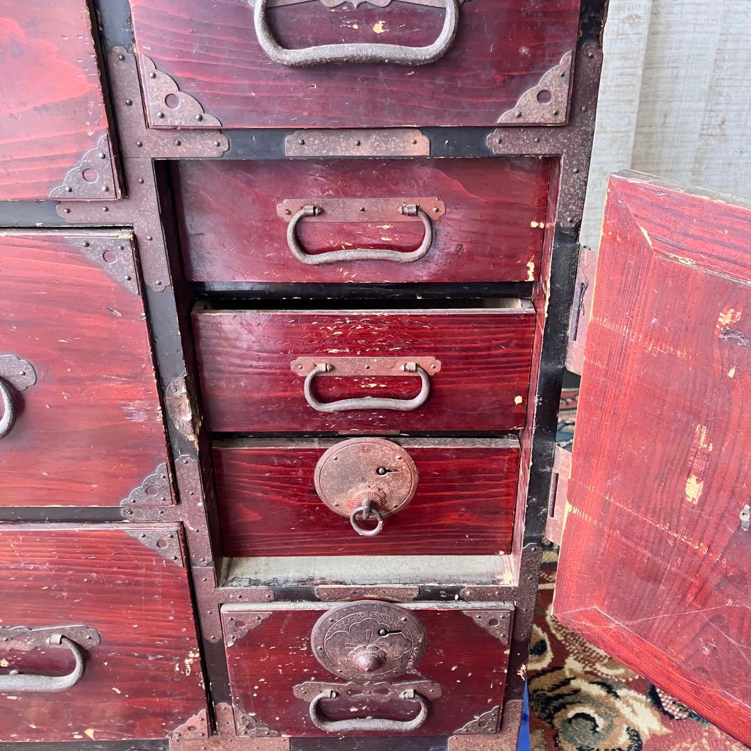 昭和レトロ 古家具 仙台箪笥 4段9杯 引き出し箪笥 和箪笥 アンティーク