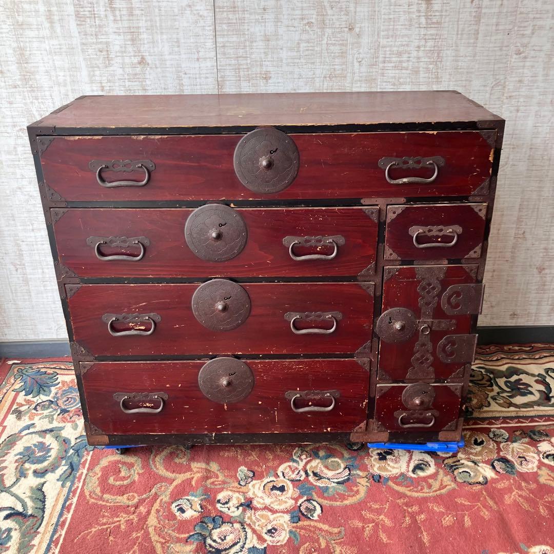 昭和レトロ 古家具 仙台箪笥 4段9杯 引き出し箪笥 和箪笥 アンティーク