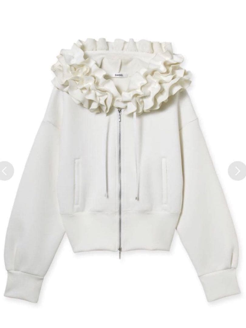 【新品未使用】SNIDEL♡フリルショートジップパーカー ホワイト