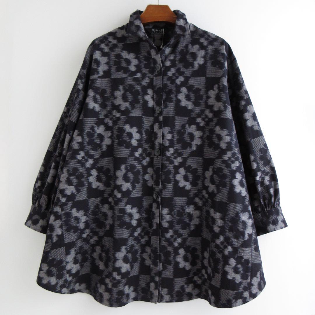 新品♪ 儀右ヱ門 ギエモン 久留米絣 ゆったり Aライン シャツチュニック日本製