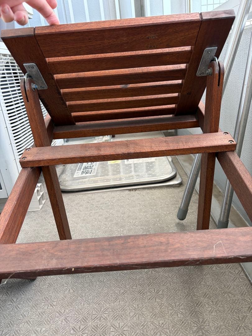 （引き取り可）折りたたみ式木製ガーデンチェア2脚セット