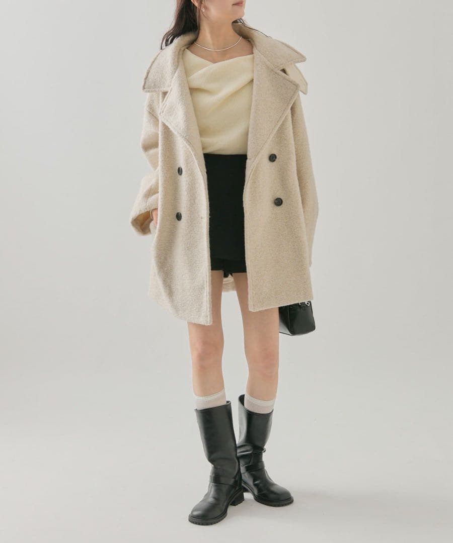 【新品未使用】mystic シャギーミドルコート　アイボリー　サイズ2