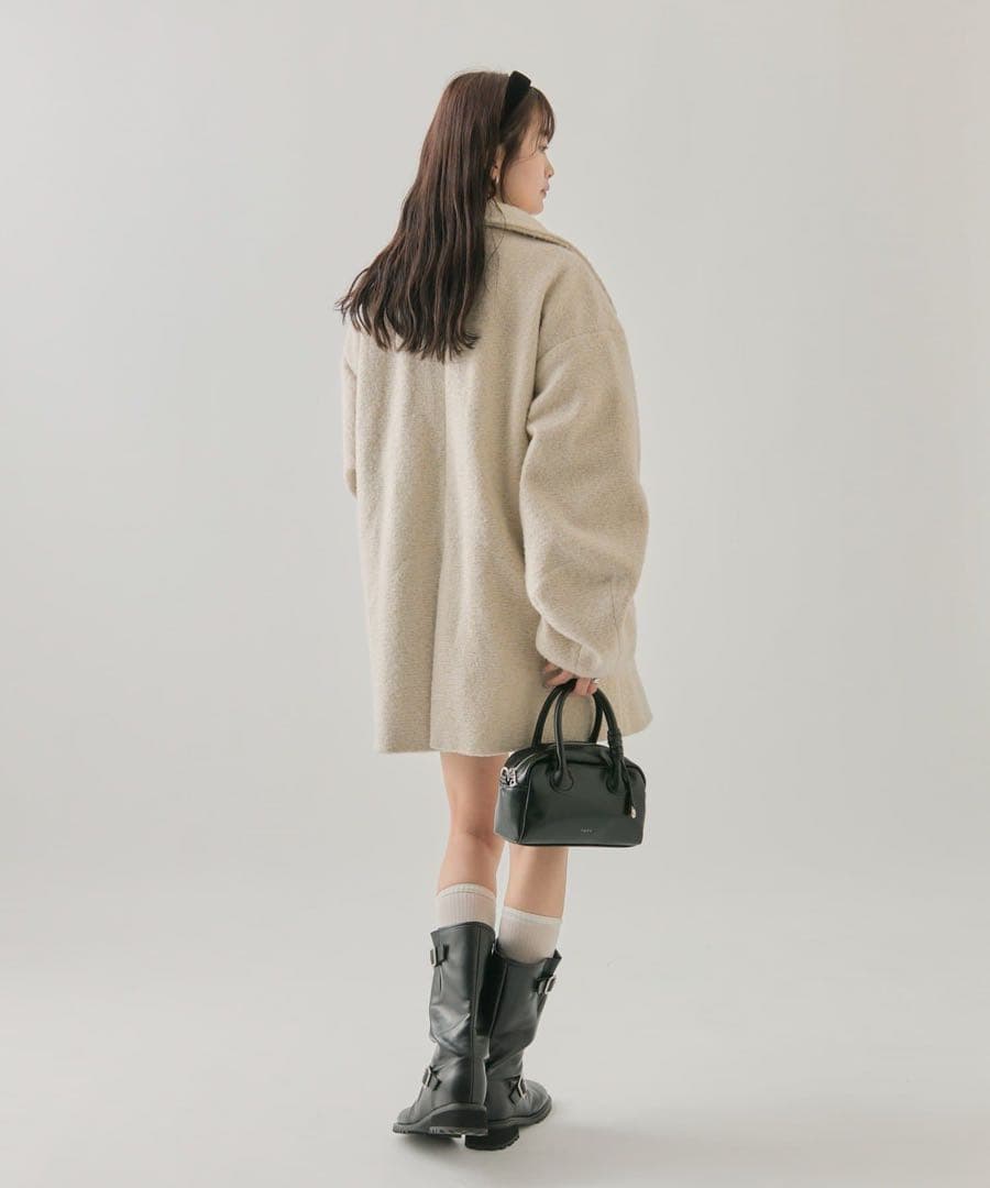 【新品未使用】mystic シャギーミドルコート　アイボリー　サイズ2