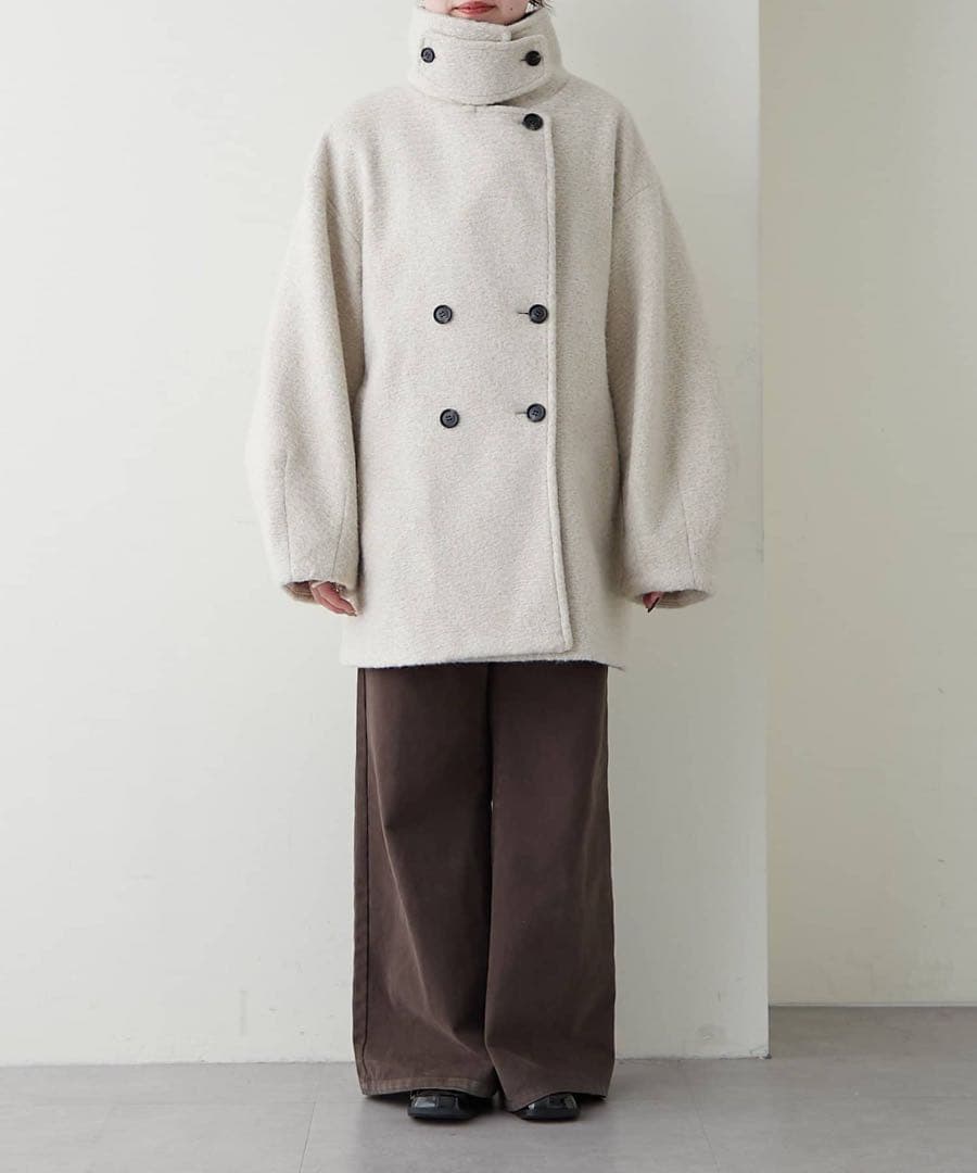 【新品未使用】mystic シャギーミドルコート　アイボリー　サイズ2