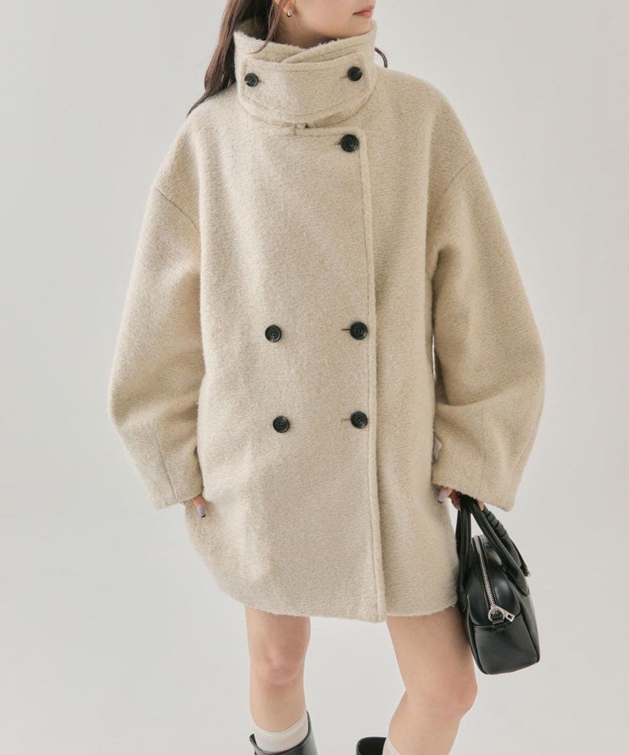 【新品未使用】mystic シャギーミドルコート　アイボリー　サイズ2