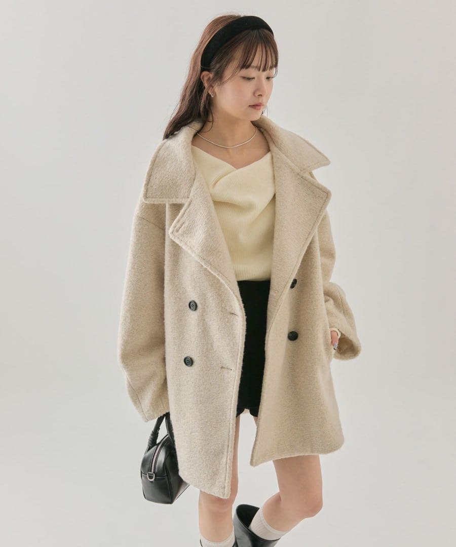 【新品未使用】mystic シャギーミドルコート　アイボリー　サイズ2