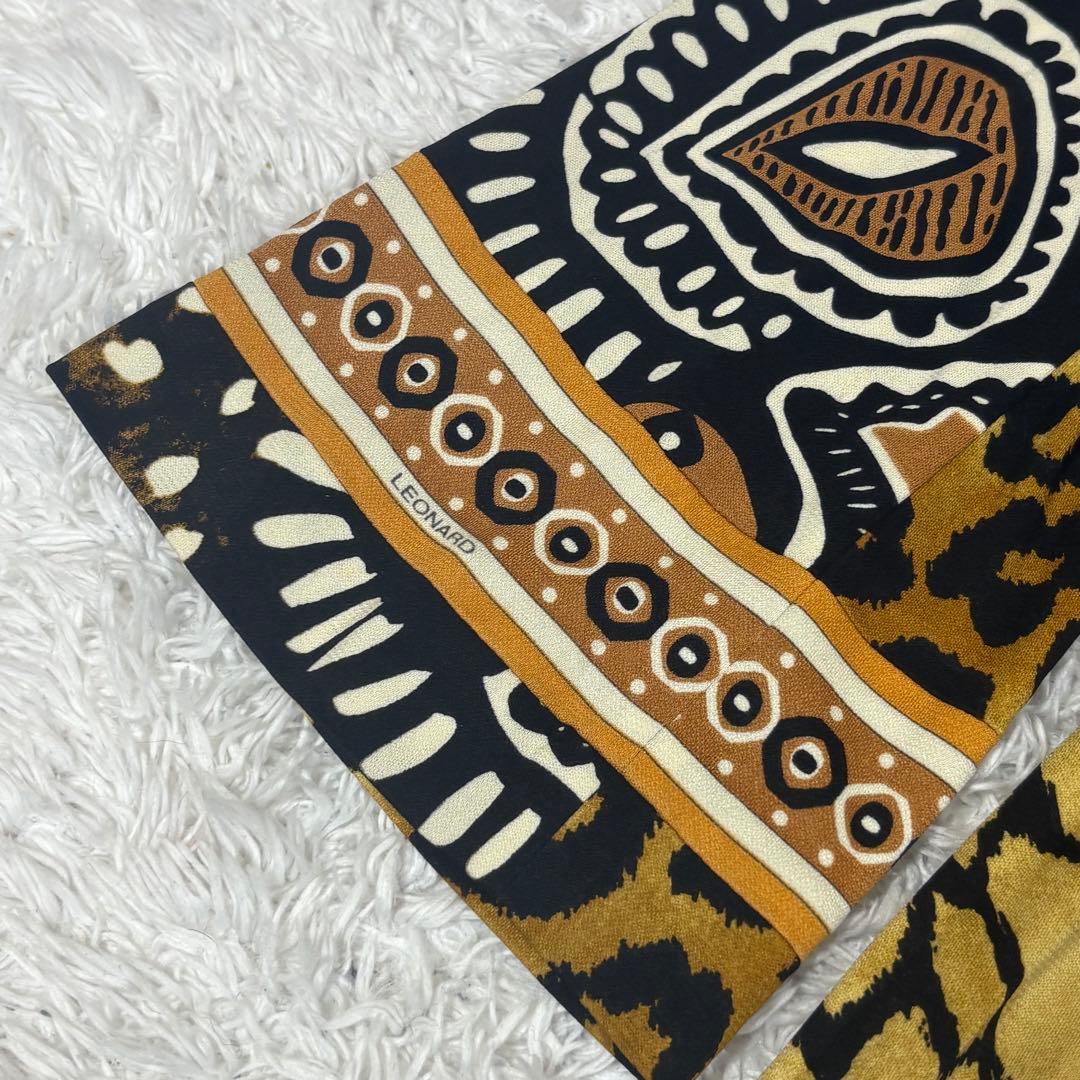 美品✨レオナール チュニック　ロングカットソー　長袖　カンカン素材　総柄