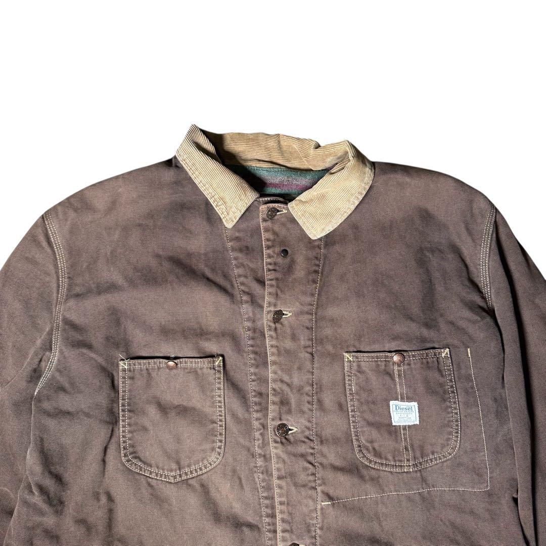 [t390]イタリア製ディーゼルカバーオールダークブラウンXLサイズチョアコート