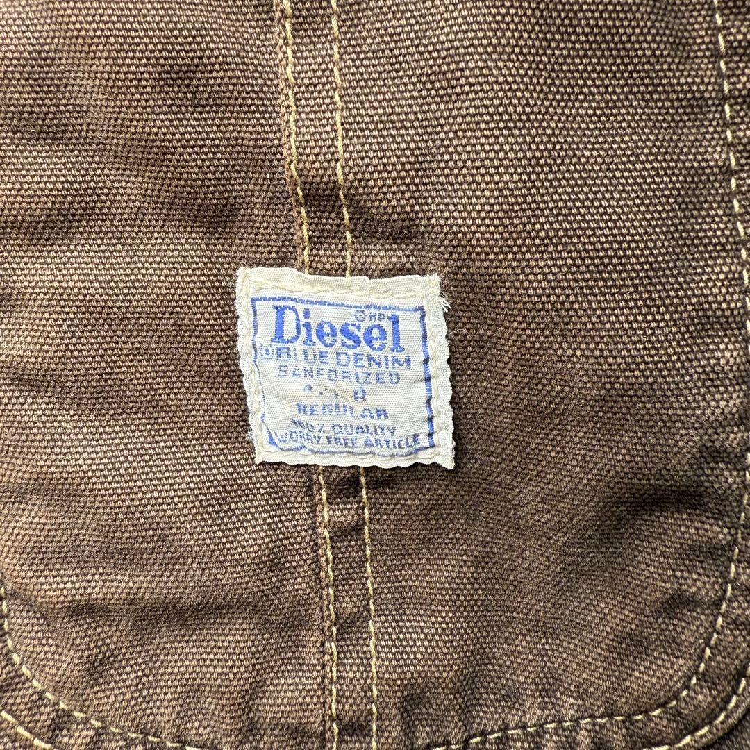 [t390]イタリア製ディーゼルカバーオールダークブラウンXLサイズチョアコート