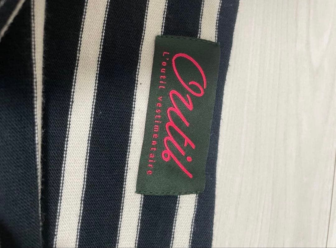 OUTIL × LECHOPPE 別注 バスクボーダーシャツ 黒 白 1